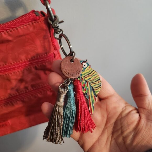 Sak Roots Artist Circle Eco Twill Crossbody Red LIKE NEW - Picture 3 of 10